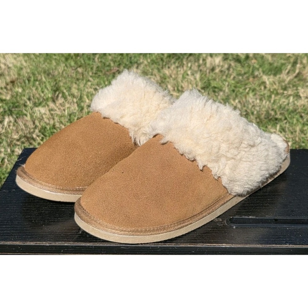 Born Slippers Womens X Large 10-11 Brown Faux Fur Slip On Comfort Shoe
